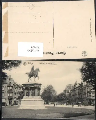 359833,Belgium Liege La statue de Charlemagne Denkmal Straßenansicht