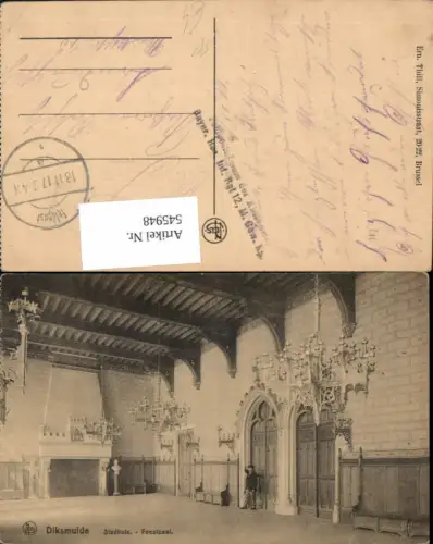545948,Belgium Diksmuide Stadhuis Luster Feldpost Bayer. Res. Infanterie Reg. 12. M. Gewehr Abt.
