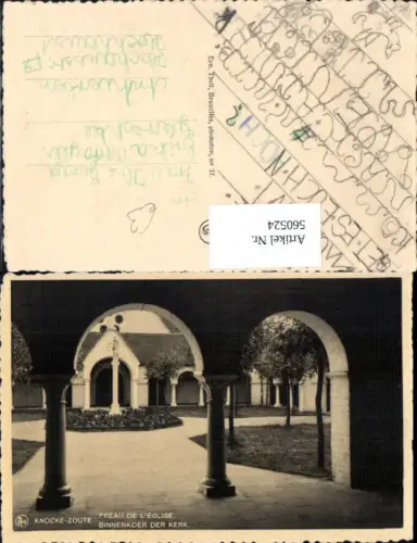 560524,Belgium Knocke-Zoute Preau de L eglise Binnenkoer der Kerk Säulengang