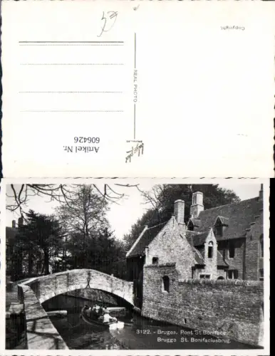 606426,Foto Ak Brügge Bruges Pont St Boniface St Bonifaciusbrug Brücke Boot Motorboot