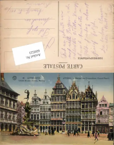 609523,Anvers Antwerpen Flandern Gilden Huizen Groote Markt