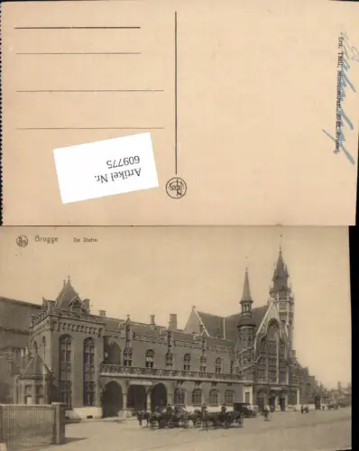 609775,Brugge Bruges Brügge De statie Bahnhof Kutschen
