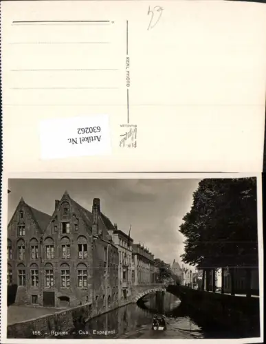 630262,Foto Ak Bruges Brügge Quai Espagnol Brücke Boot Belgium
