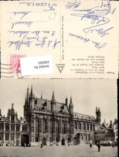 630265,Brugge Brügge Stadhuis en H. Bloedkapel Rathaus Kapelle Hl. Blutes Belgium