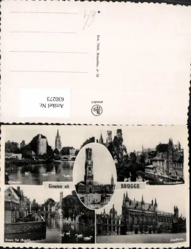 630273,Mehrbild Ak Brugge Brügge Minnewater Stadthuis Belgium