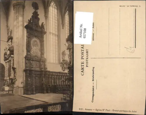 657108,Antwerpen Anvers Eglise St Paul Grand portique du Jube Belgium