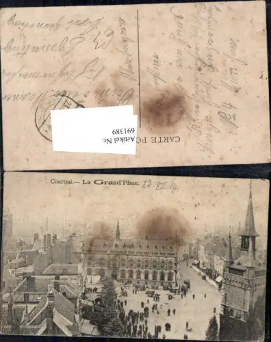 691389 Belgium Courtrai Grand Place Feldpost Egmating Glonn Ebersberg Grafing München