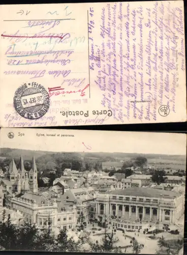 703153 Belgium Spa Kirche Eglise Kursaal feldpost Res. Inf. Reg. 245euro9