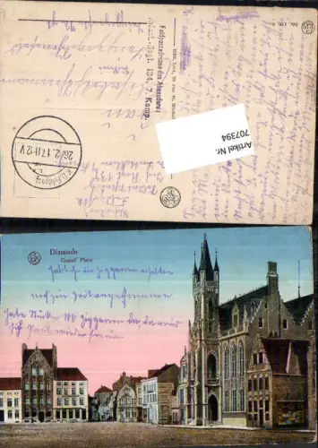 707394 Dixmude Grand Place K.D. Feldpost n. Schönefeld Leipzig Inf. Reg. 134