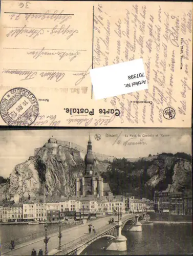 707398 Dinant Brücke Ponte Citadelle Eglise K.D. Feldpost Schönefeld Leipzig