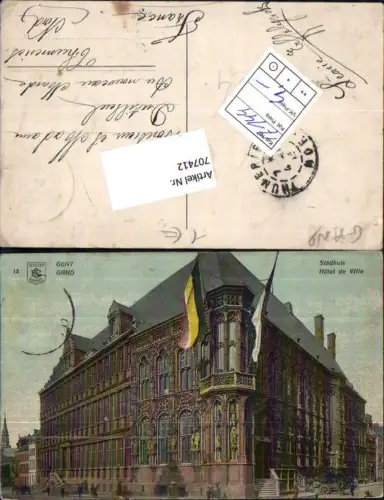 707412 Gand Gent Stadhuis Hotel de Ville Kirche