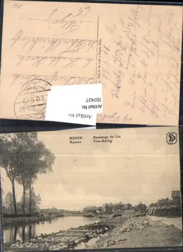 707427 Menin Rouissage du Lin Vlas Roting Meenen K.D. Feldpost Thalkirchdorf Immenstadt