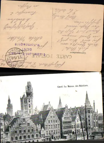 707467 Belgium Gand Gent La Maison Bateliers Feldpost Großzschachwitz Dresden