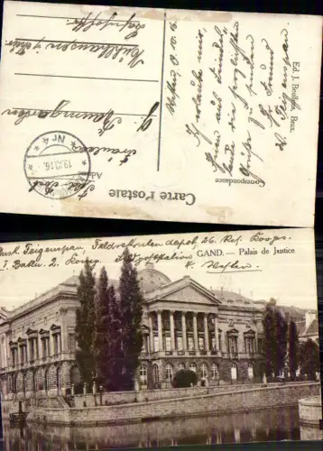 707475 Belgium Gand Gent Palais de Justice K.D. Feldpost Mühlhausen