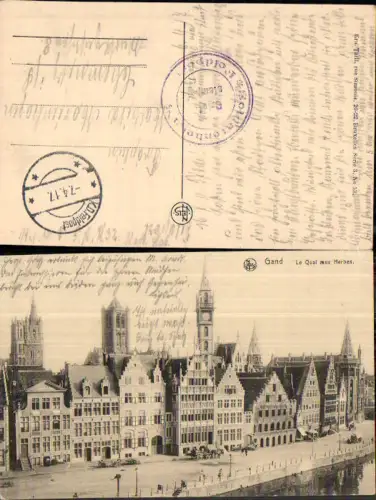 Gand Gent Quai Herbes K.D. Feldpost Soldatenheim n. Chemnitz