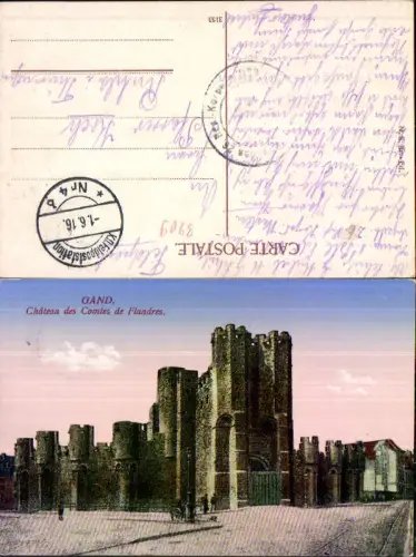 707490 Belgium Gand Gent Chateau Comtes Flandres Feldpost Ruhla