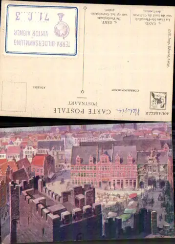 707499 Künstlerkarte Belgium Gand Gent La Place Ste. Pharailde Viktor Aigner Terra Bildersammlung