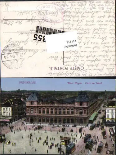 714111 Brüssel Bruxelles Place Rogier Gare Nord Bahnhof Feldpost Chemnitz Gablenz