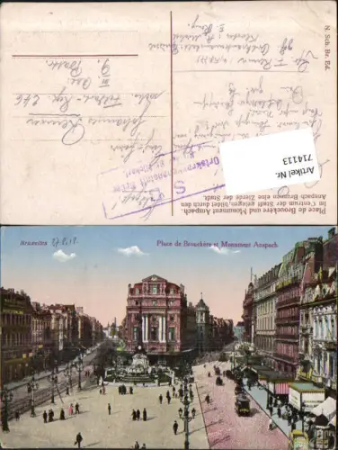 714113 Brüssel Bruxelles Place de Brouckere Monument Anspach Feldpost Kloster St. Michel