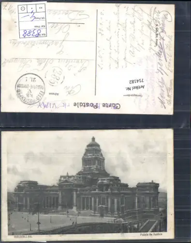 714182 Brüssel Bruxelles Palais du Justice K.D. Feldpost Expedition Nürnberg
