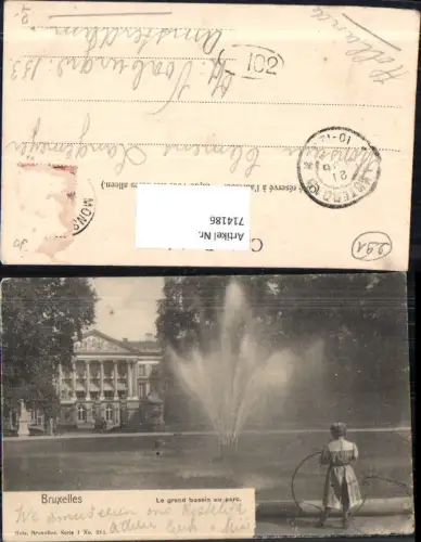 714186 Brüssel Bruxelles Le Grand bassin au parc Stp. Amsterdam 1906