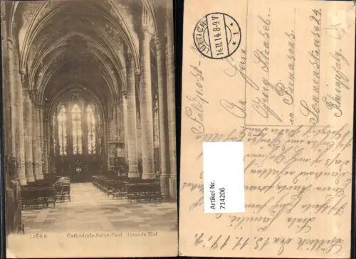 714206 Liege Lüttich cathedrale Saint Paul Grande Nef K.D. Feldpost Pirmasens