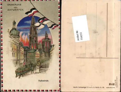 714211 tolle Präge Lithographie Eroberung von Antwerpen Anvers Patriotik