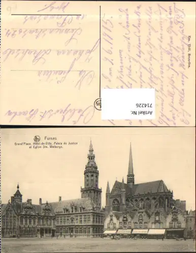 714226 Furnes Grand Place Hotel de Ville Eglise St. Walburge K.D. Feldpost Pirmasens