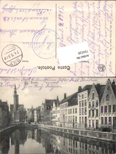 714228 Bruges Brügge Quai du Miroit K.D. Feldpost Pirmasens Landsturm Inf. Zweibrücken