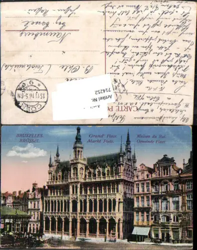 714252 Brüssel Bruxelles Markt Platz Gemeinde haus Grand Place Feldpost Naumburg Cassel