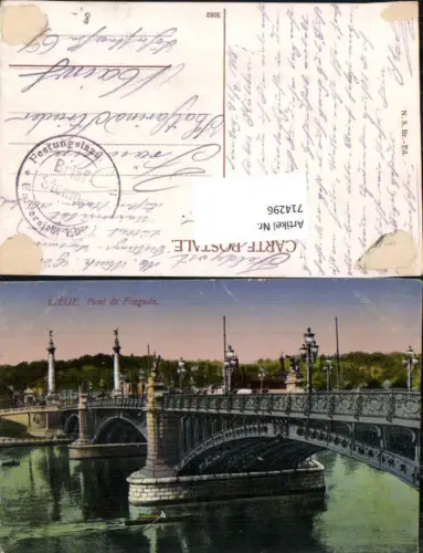 714296 Liege Lüttich Pont Fragnee Brücke Feldpost Mainz