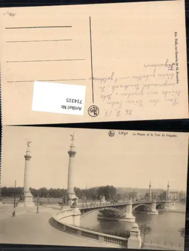 714315 Liege Lüttich La Meuse et le Pont Fragnee Brücke
