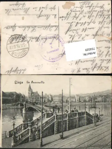 714339 Liege Lüttich La Passerelle Brücke Feldpost Landsturm Bat. Gera