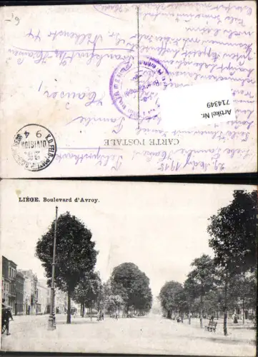 714349 Liege Lüttich Boulevard d`Avroy Feldpost Frankfurt