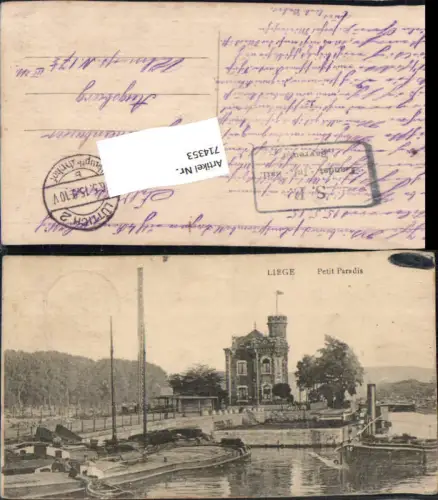 714353 Liege Lüttich Petit Paradis Feldpost Augsburg