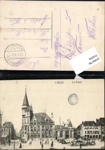 714354 Liege Lüttich La Poste Postamt Post Feldpost Baden Wien