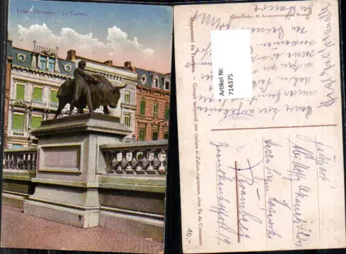 714375 Liege Lüttich Monument Le Taureau Feldpost Bramberg Ebern