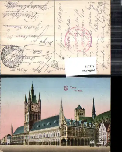 715141 Belgium Flandern Ypres Ypern Les Halles Feldpost Frankreich