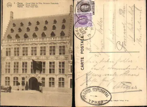 715156 Belgium Flandern Ypern Ypres Nouvel Hotel de Ville Feldpost Pößneck