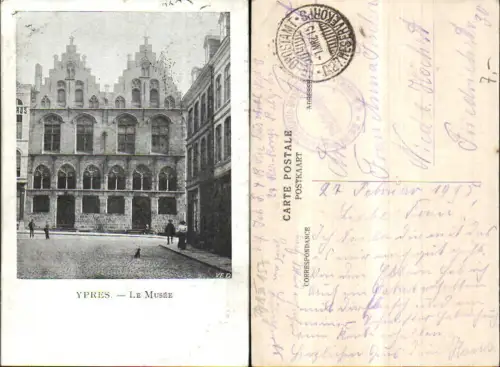 715157 Belgium Flandern Ypern Ypres Le Musee Feldpost Nied Höchst Frankfurt 1915