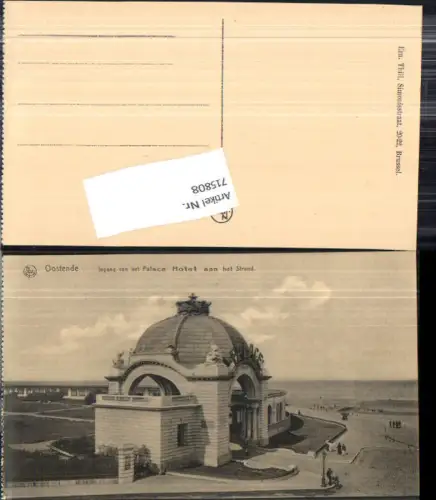 715808 Belgium Ostende Ingang van het Palace Hotel aan het Strand