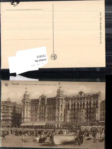 715812 Belgium Ostende La Digue et les Hotels Continental et Ocean Strand Strandleben
