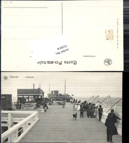 715814 Belgium Ostende Estacade Leute beim Angeln fischen