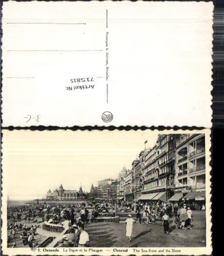 715815 Belgium Ostende La Digue et la Plage Sea Front