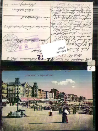 715829 Belgium Ostende La Digue de Mer Hotels Feldpost Moosach München