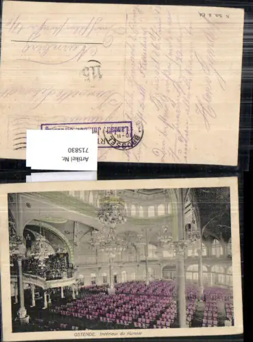 Ostende Interieur du Kursaal Feldpost Landsturm Infanterie Bat. Straubing