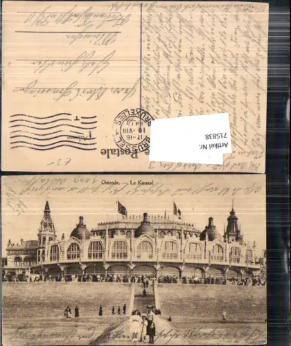 715838 Belgium Ostende Kursaal Feldpost München