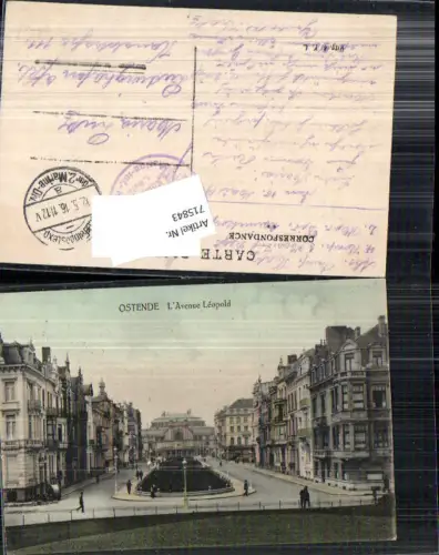 715843 Belgium Ostende Avenue Leopold Feldpost Ludwigshafen Marine Div.