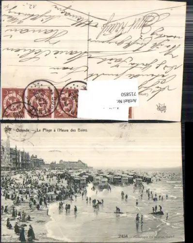 715850 Belgium Ostende La Plage Heure des bains Strand Strandleben gel Hanau