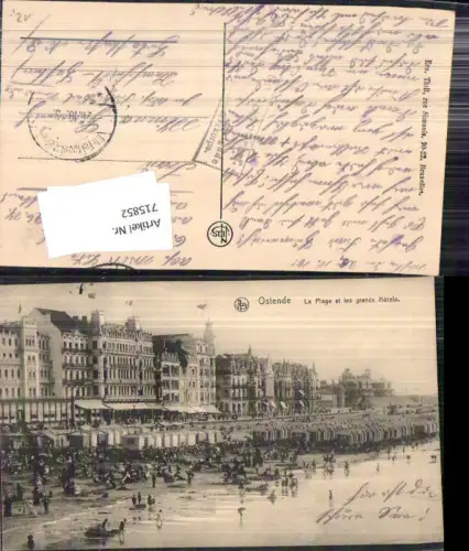 715852 Belgium Ostende La Plage et les grands Hotels Strand Strandleben